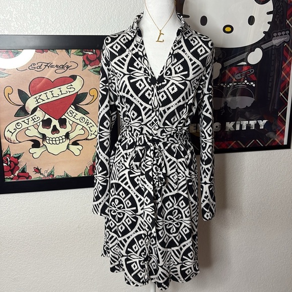 INC International Concepts Dresses & Skirts - INC International Concepts White Black Collared Detail Button Up Dress Office